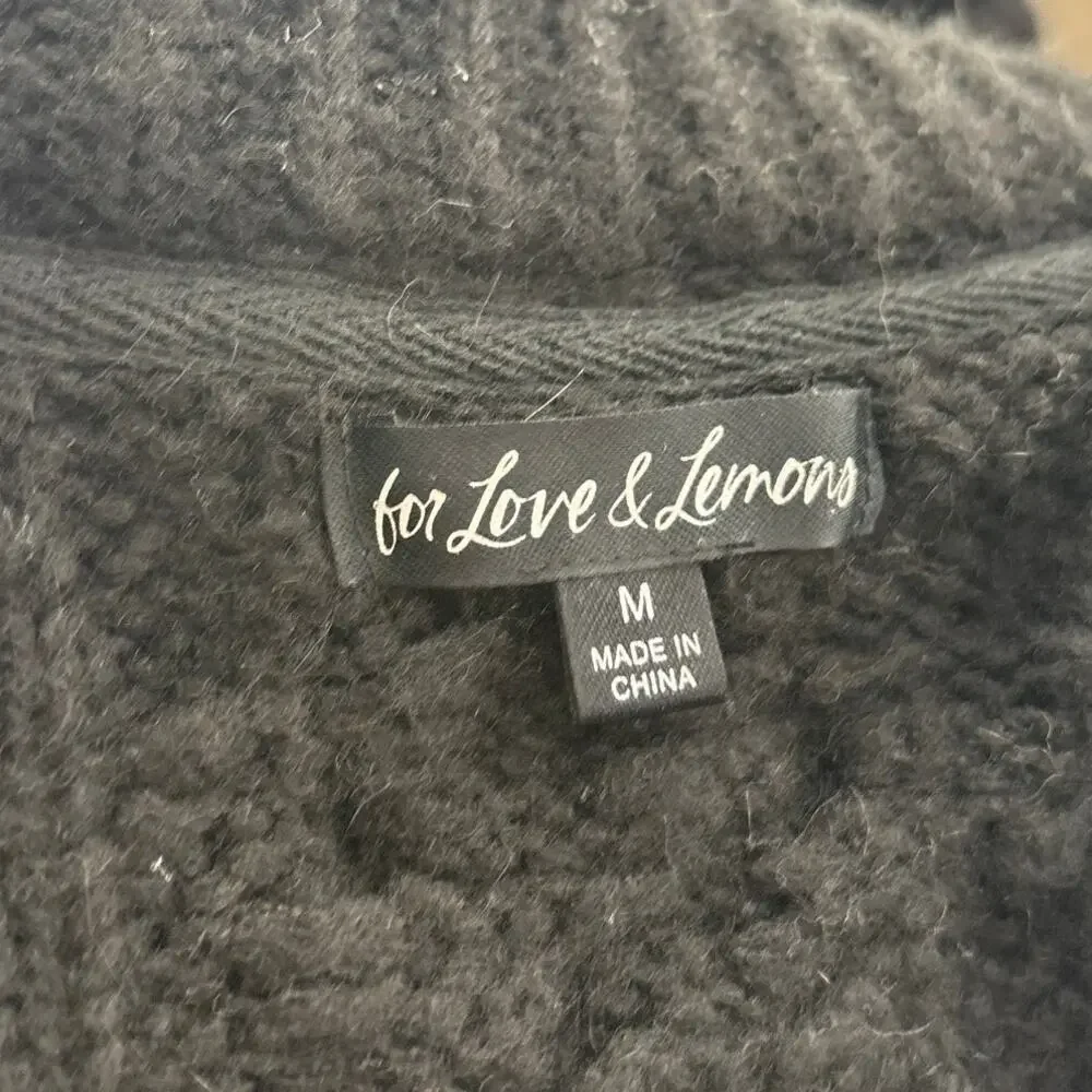 For Love & Lemons Black Amaryllis Oversized Floral Button Down Cardigan